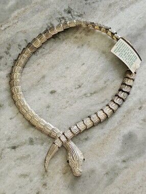 Vintage Articulated Snake Choker Necklace Gold Tone Magnetic Closure